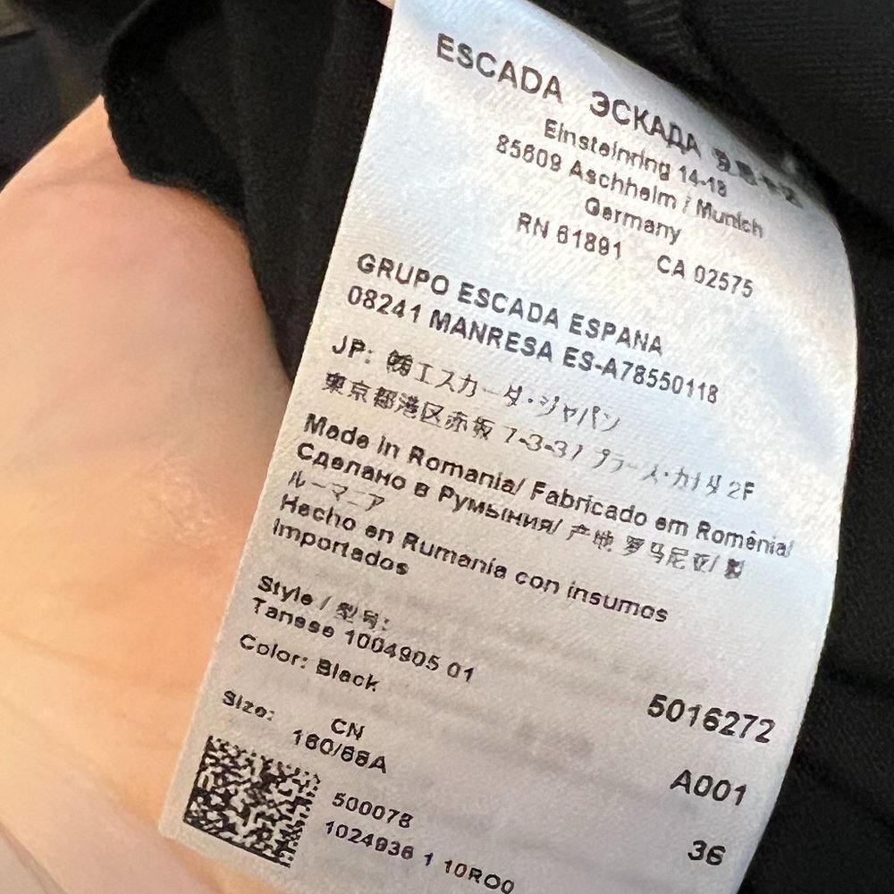 Escada Black Tailored Trousers EU 36 (US 6) - Classic Formal Pants - Picture 4 of 7